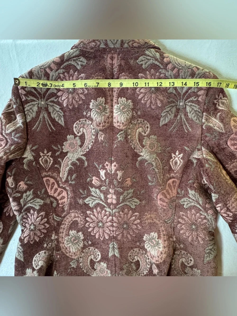 Tapestry Brocade KASPER Blazer Jacket Mauve-Brown Floral Paisley Pattern Size 12